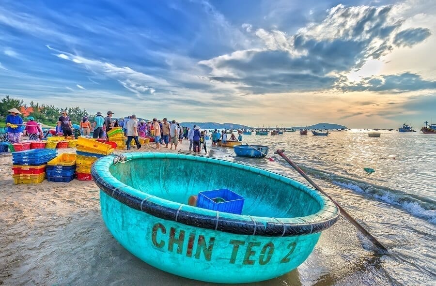 The Vietnamese Seaside Filled With Fishing Boats