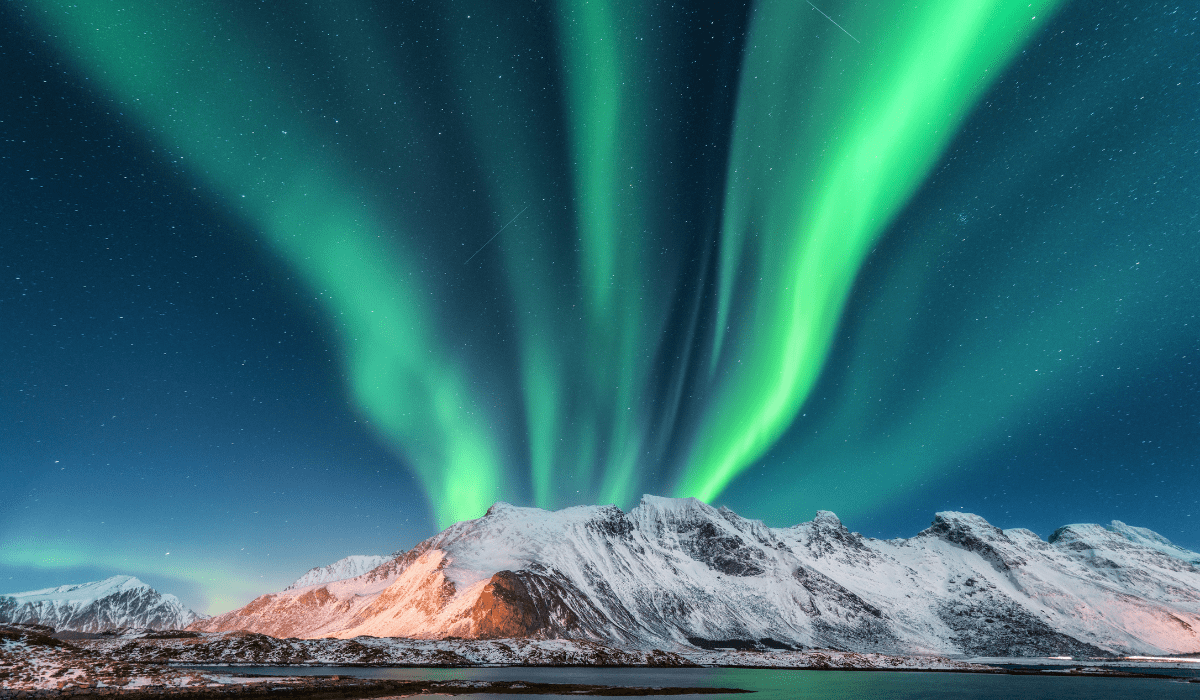 Aurora borealis. Lofoten islands, Norway. Aurora - Winter in Norway-min