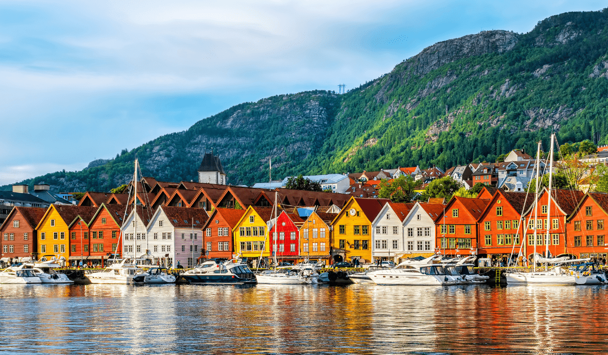 The Bryggen Hanseatic Wharf is a must-see with its colorful wooden buildings from the Hanseatic period.
