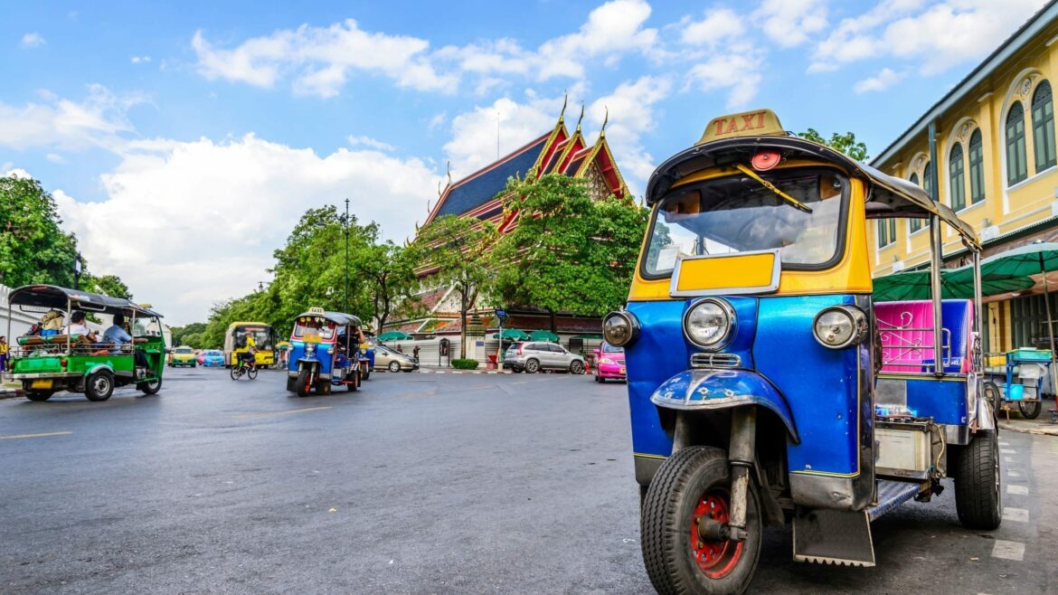 Generic Blue Tuk Tuk Taxi, included in tours offered by Asia Vacation Group