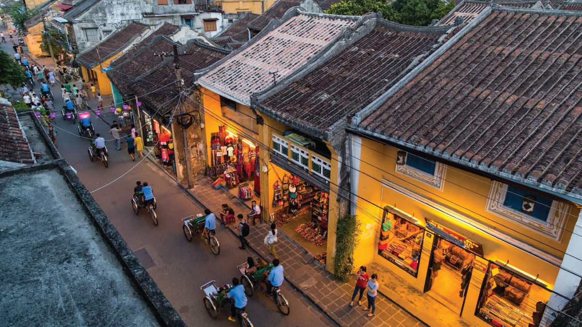 The glamour of busy Hoi An ancient town. included in tours offered by Asia Vacation Group