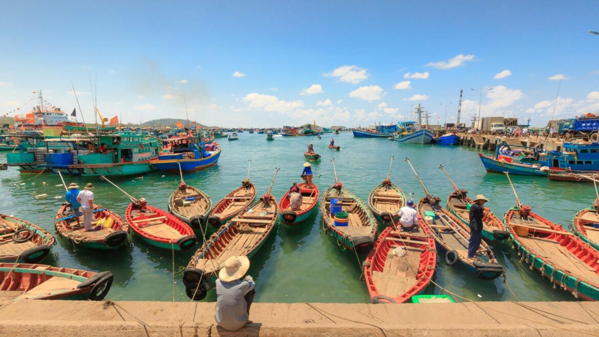Fishing boat at pier in Phu Quoc, Vietnam, included in tours offered by Asia Vacation Group