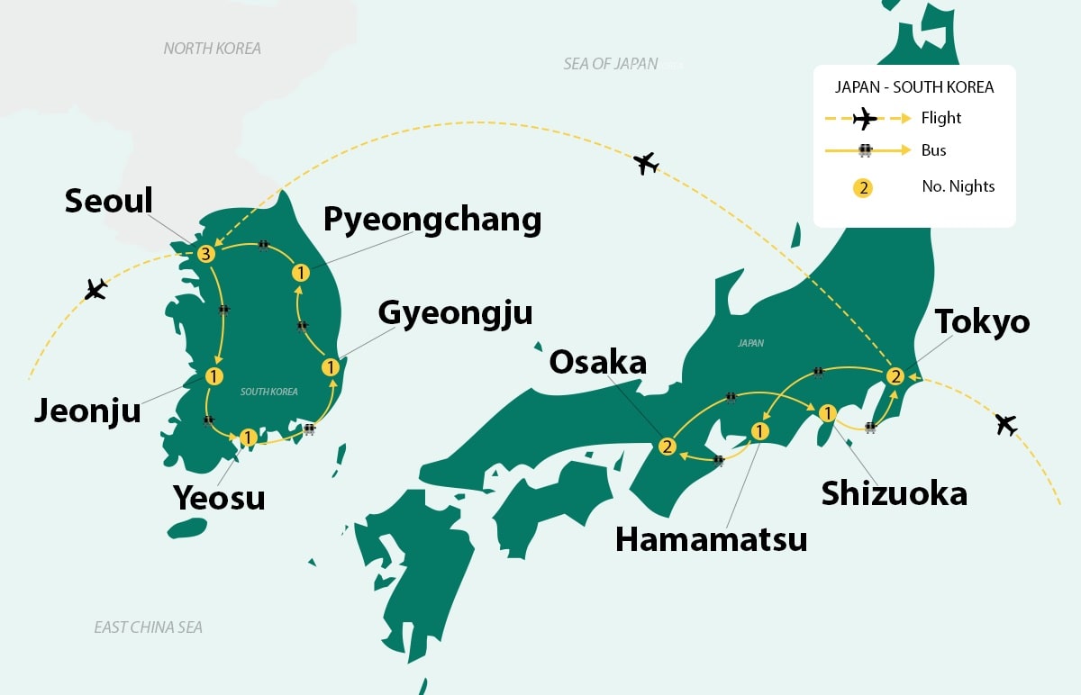 map-au-15-day-highlights-of-japan-south-korea