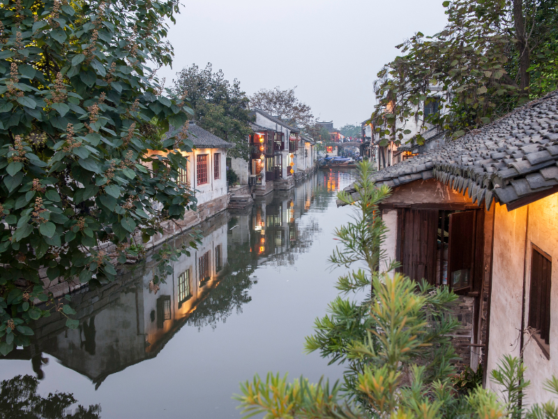 Suzhou, a city west of Shanghai, is known for its canals, bridges, and classical garden