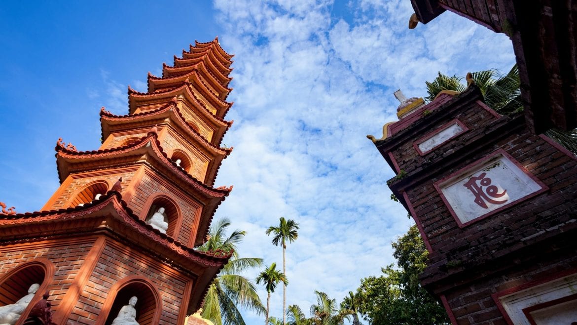 Tran Quoc Pagoda in Hanoi, VIetnam, included in tours offered with Asia Vacation Group