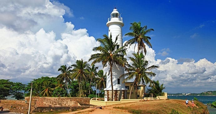 Famous White Light House In Galle Town In Sri Lanka