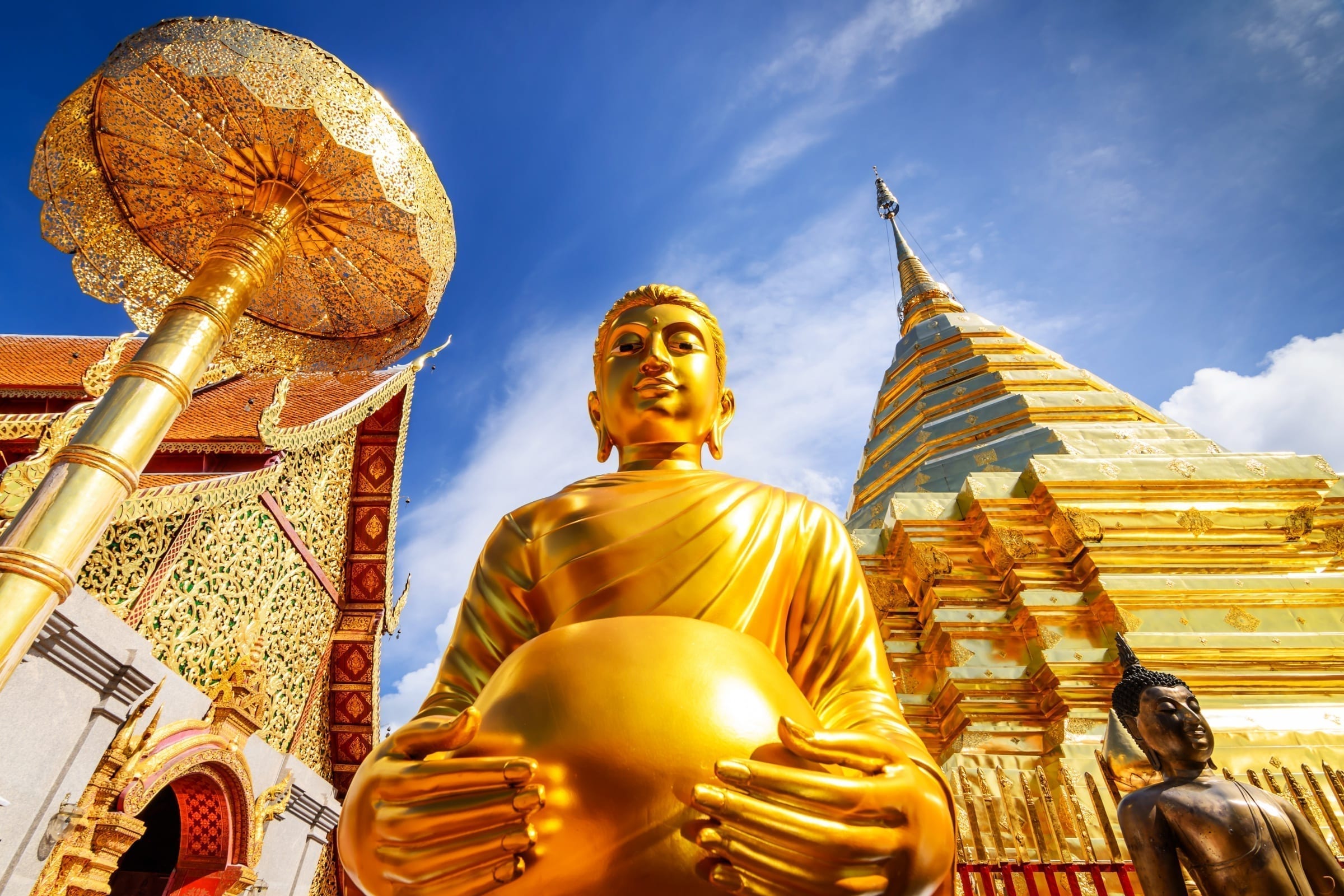 Chiang Mai Wat phra That Doi Suthep buhda golden, included in tours offered by Asia Vacation Group