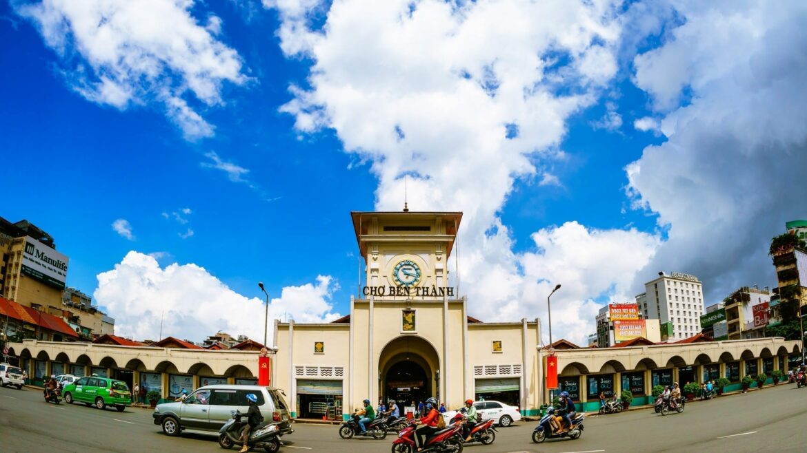 The entrance of Ben Thanh Market,, included in tours offered by Asia Vacation Group